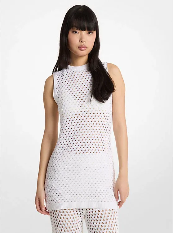 Open Knit Stretch Cotton Tank Dress