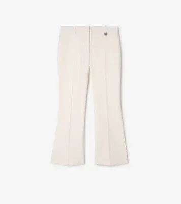 Cropped Wool Flared Trousers in Alabaster white