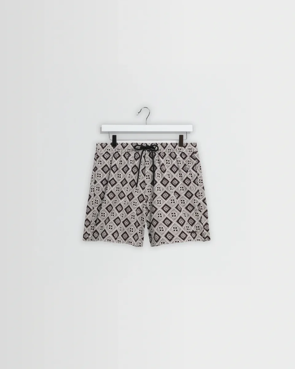 Brockwell - Ecru and Black Seersucker Swim Short