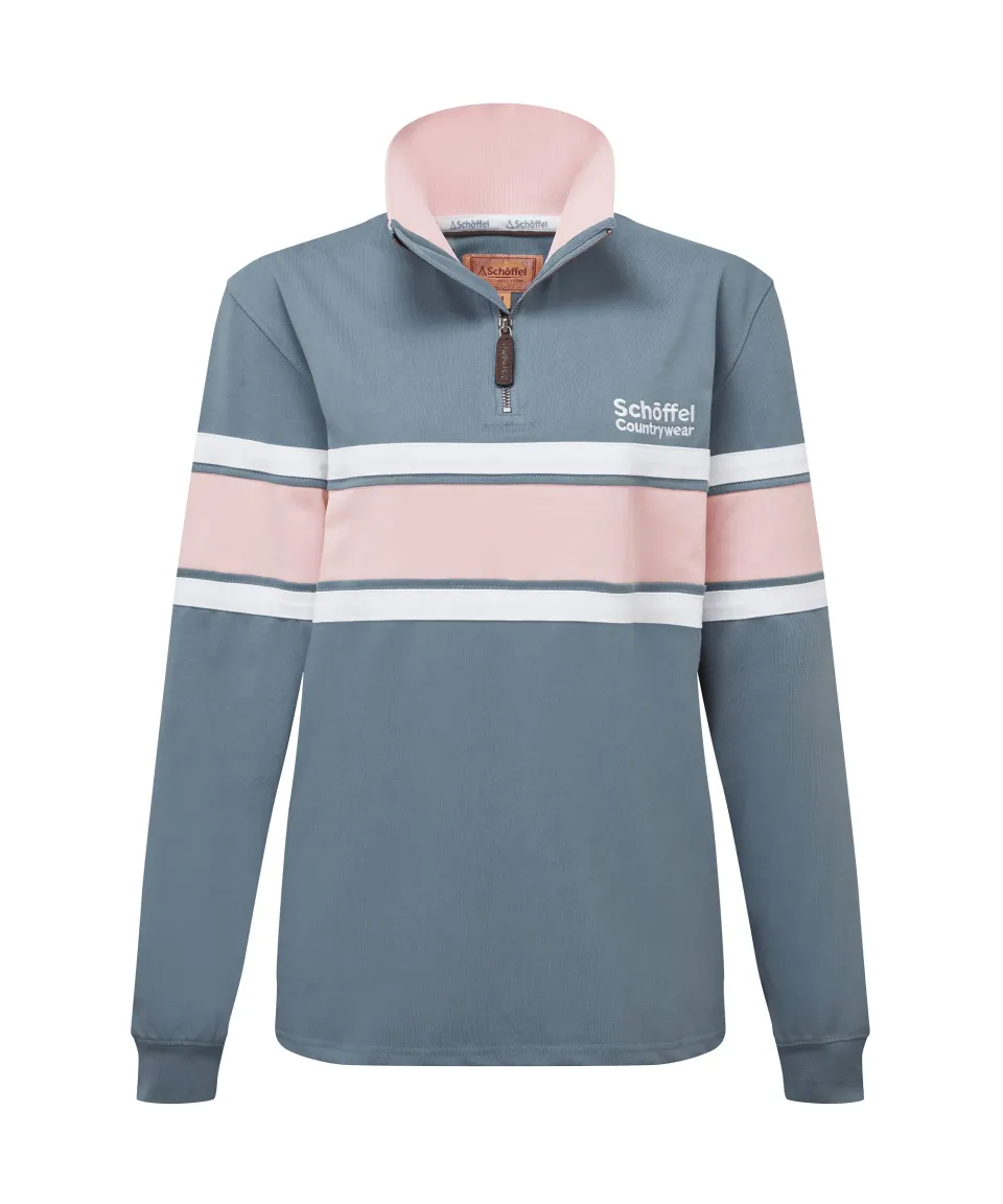 Women's Exmouth Heritage Quarter Zip - Dark Pigeon Blue/Chalky Coral