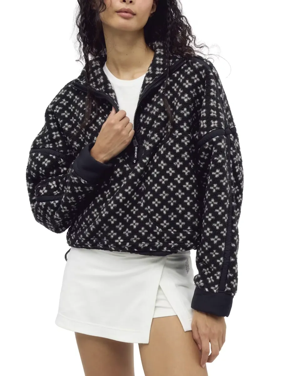 Printed Fleece Half Zip Sweatshirt Black Mix