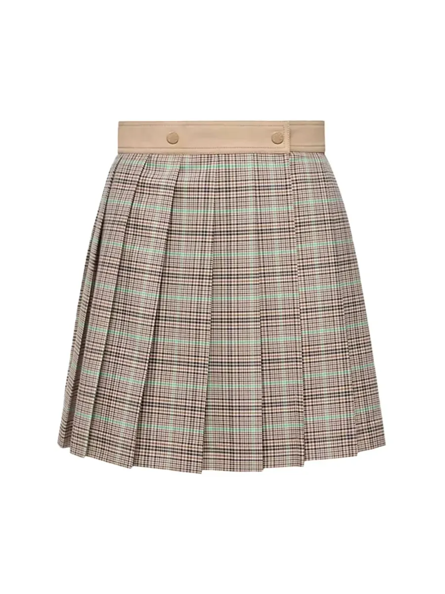 Women Checked Pleated Mini Skirt