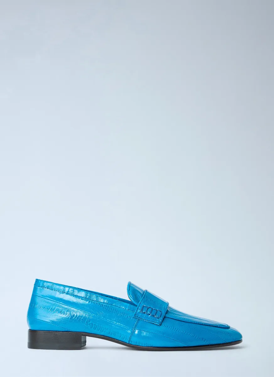 Croc-Embossed Leather Loafers