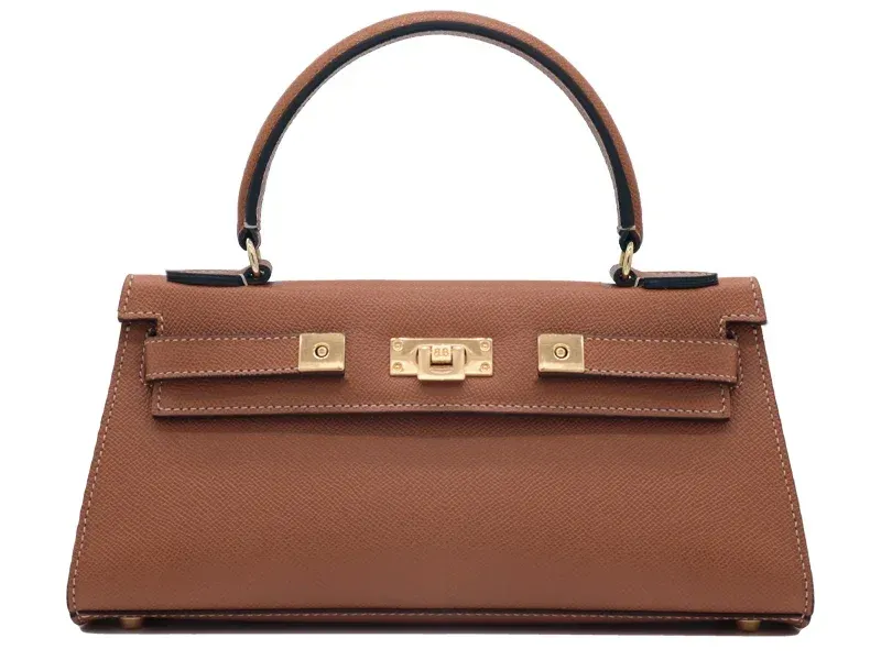 Maya East West Dolomite Pebble Print Calf Leather Handbag - Tan - 2