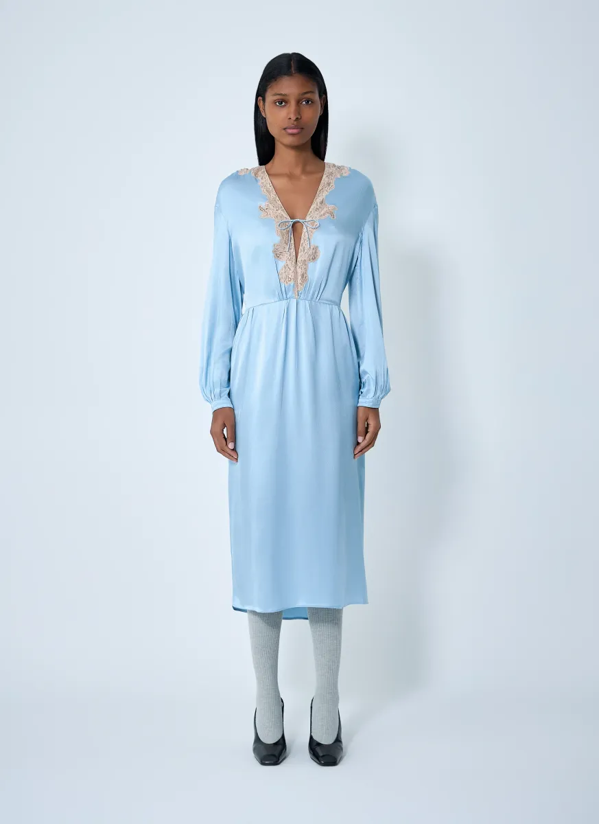 Satin Crepe And Lace Dress