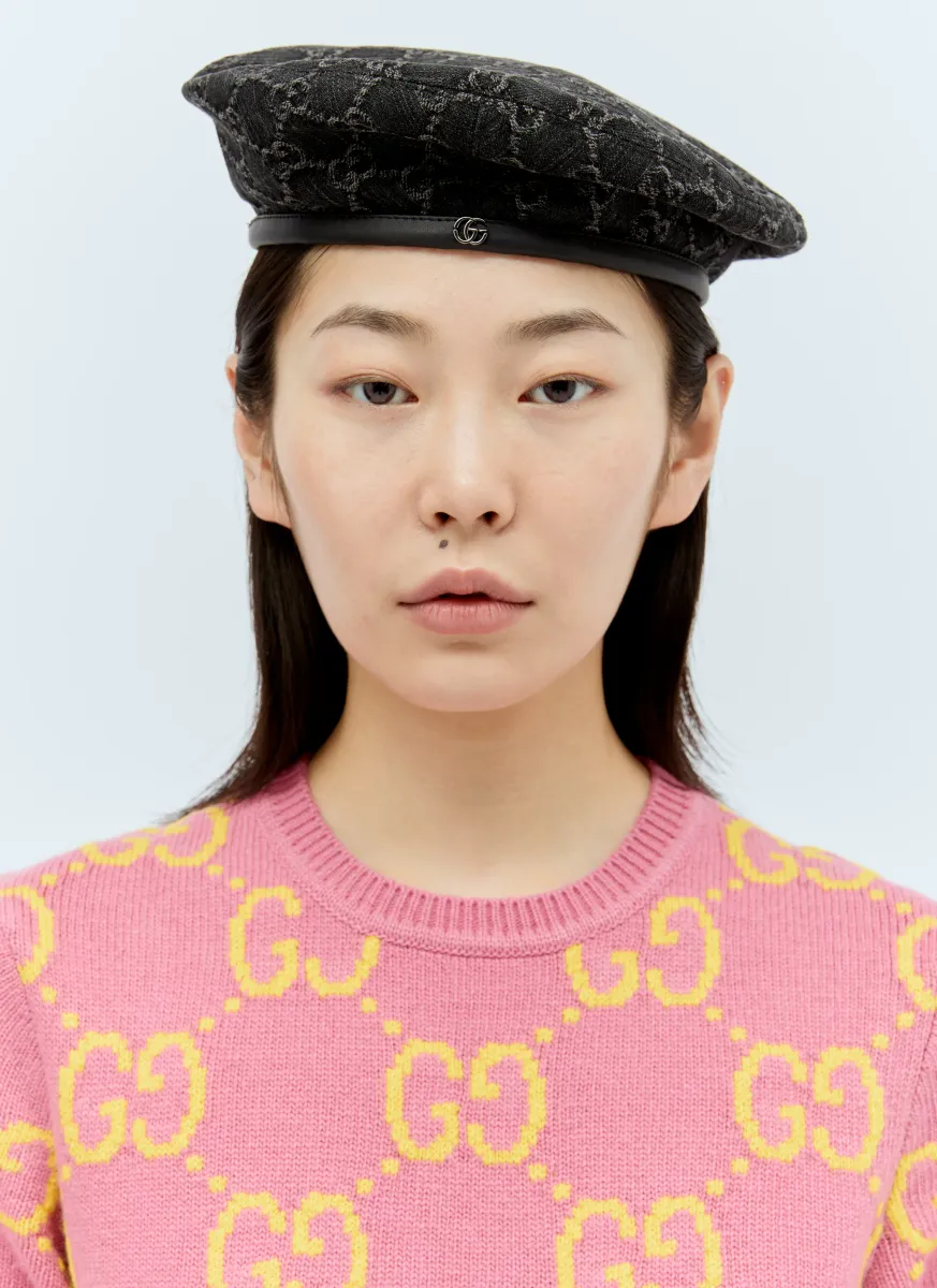 GG Denim Beret Hat
