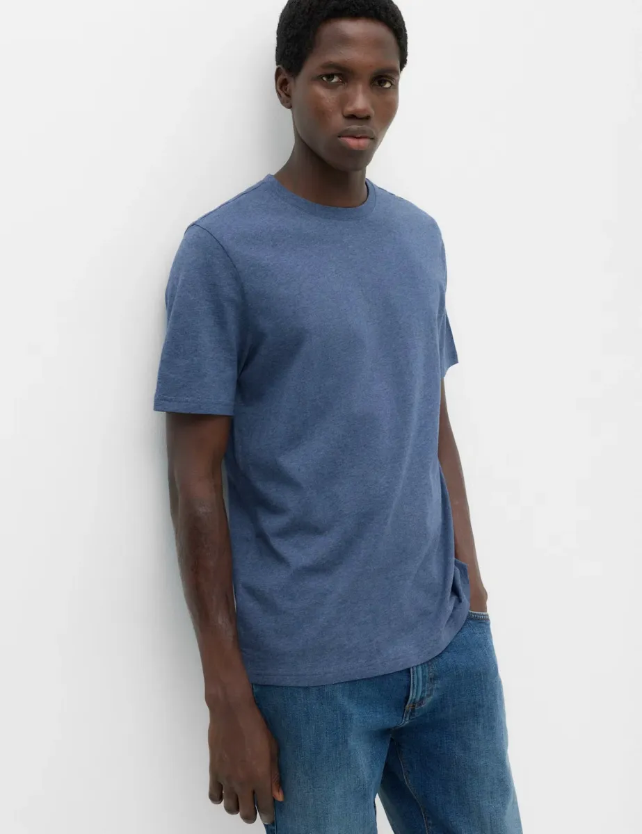 Pure Cotton Regular Fit Crew Neck T-Shirt Denim