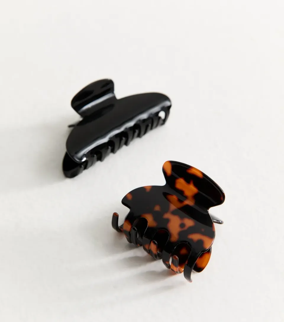 Pack of 2 Black and Tortoiseshell Hair Claw Clips