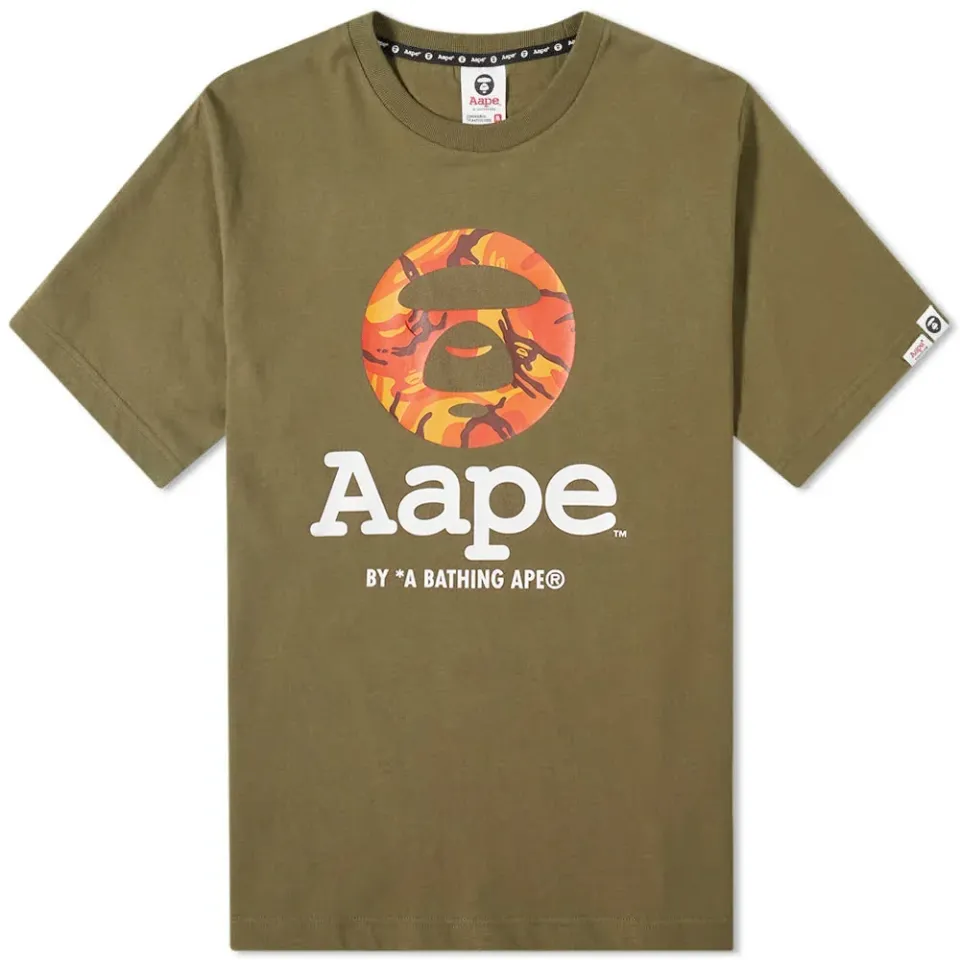 AAPE Orange Camo Og Moonface T-Shirt