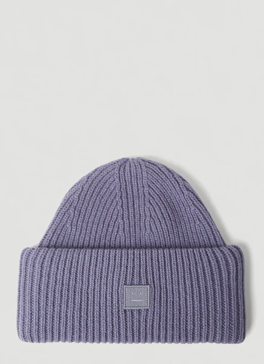 Logo Patch Ribbed Beanie