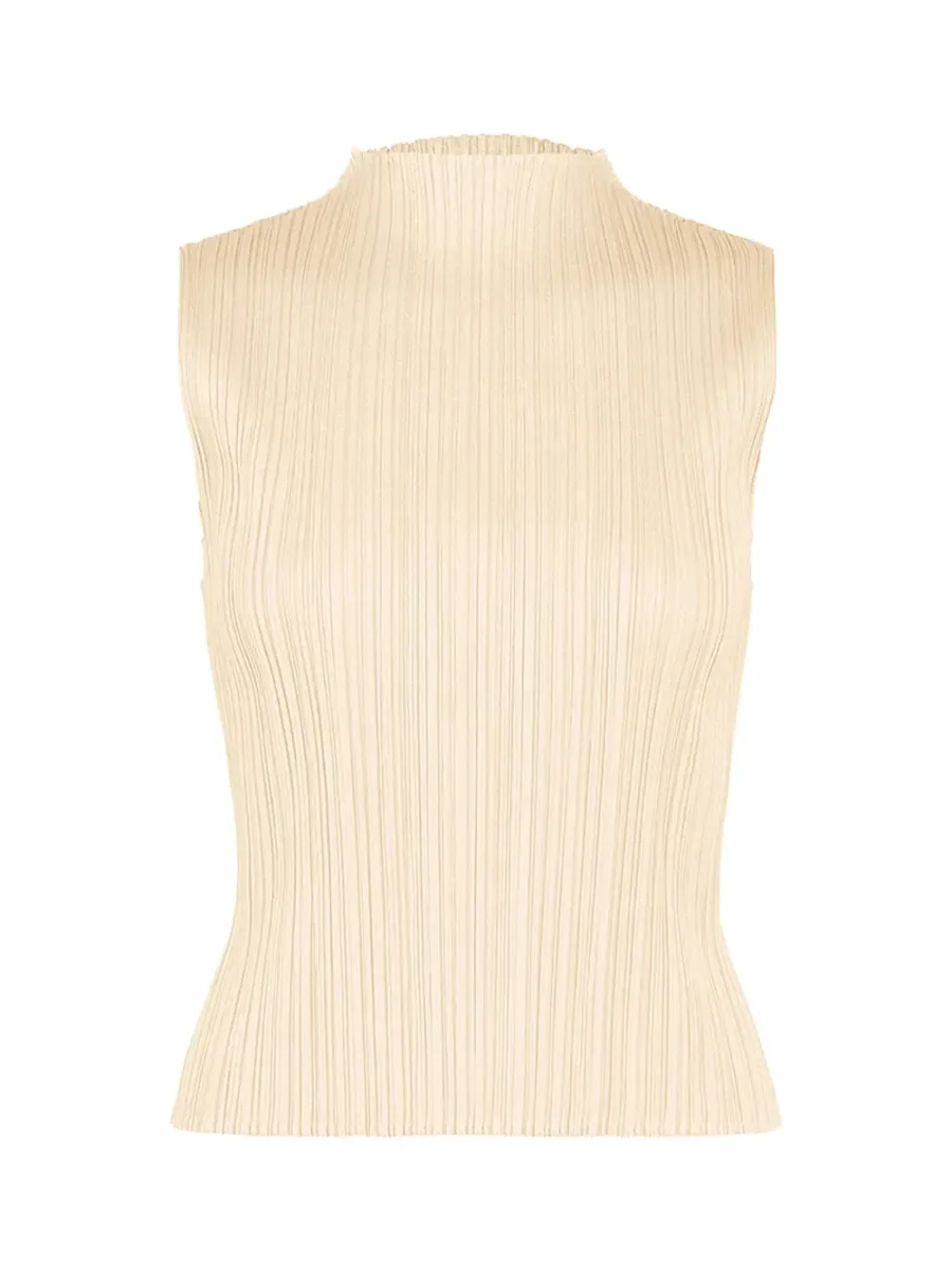 Pleats Please August Colors High-Neck Top Off White