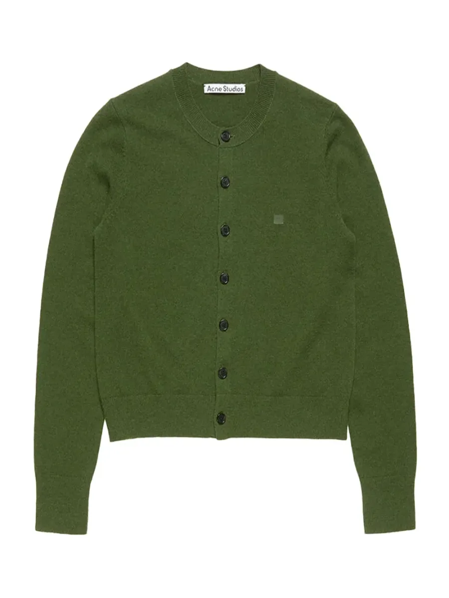 Women Fitted Cardigan Bottle Green