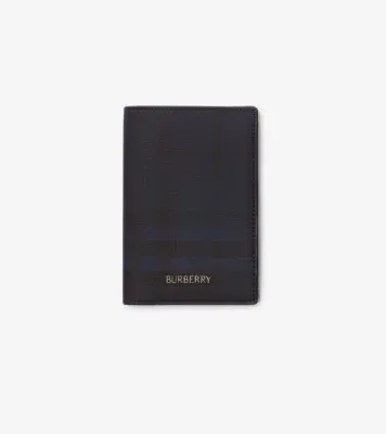 City Check Passport Holder in Navy - Men, Cotton, Technical