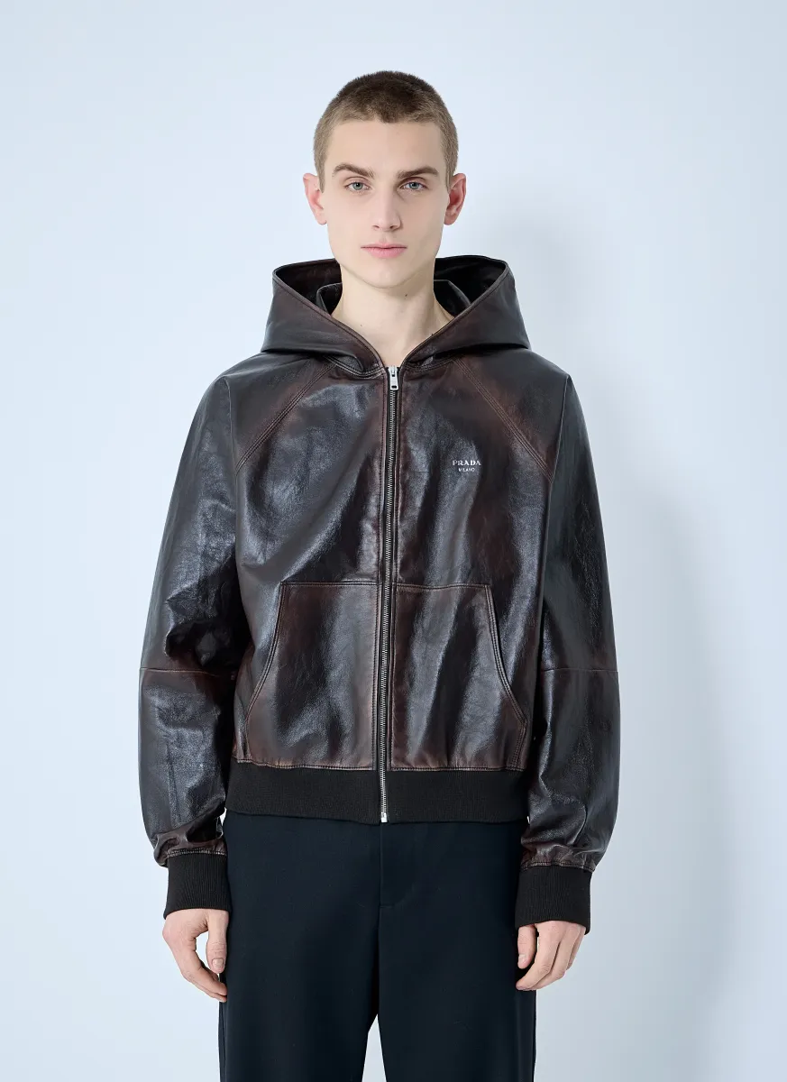 Leather Hooded Jacket