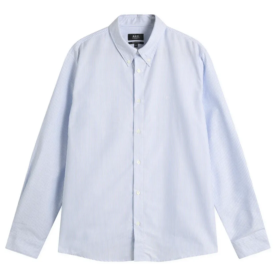 A.P.C. Greg Logo Button Down Stripe Shirt
