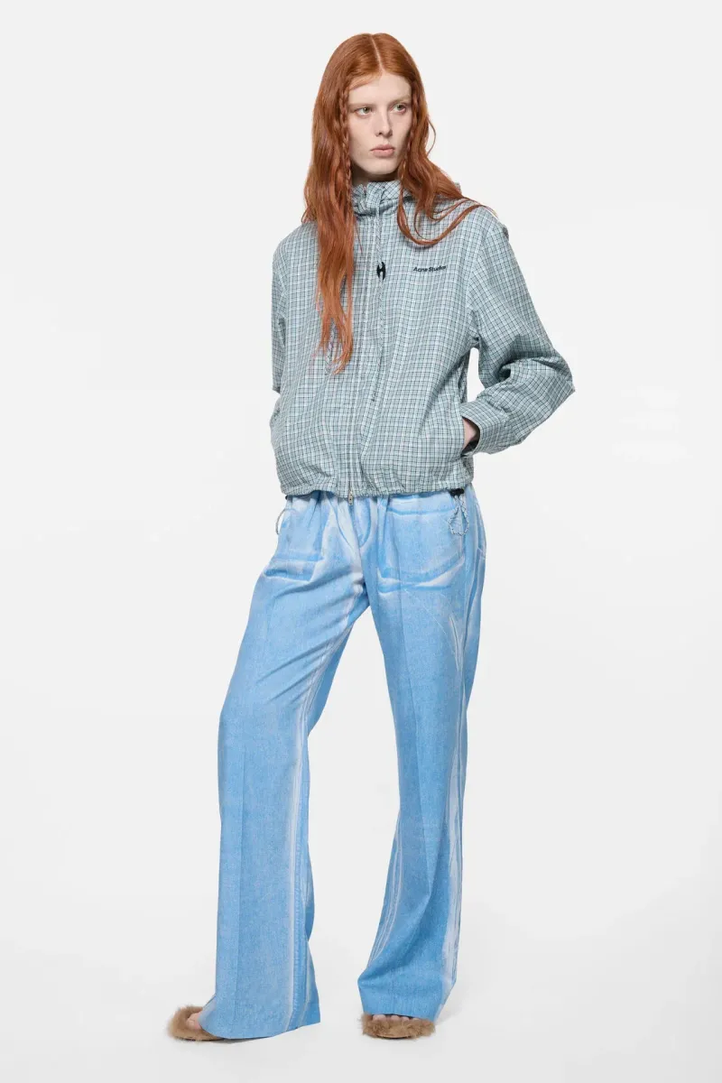 Hooded check jacket