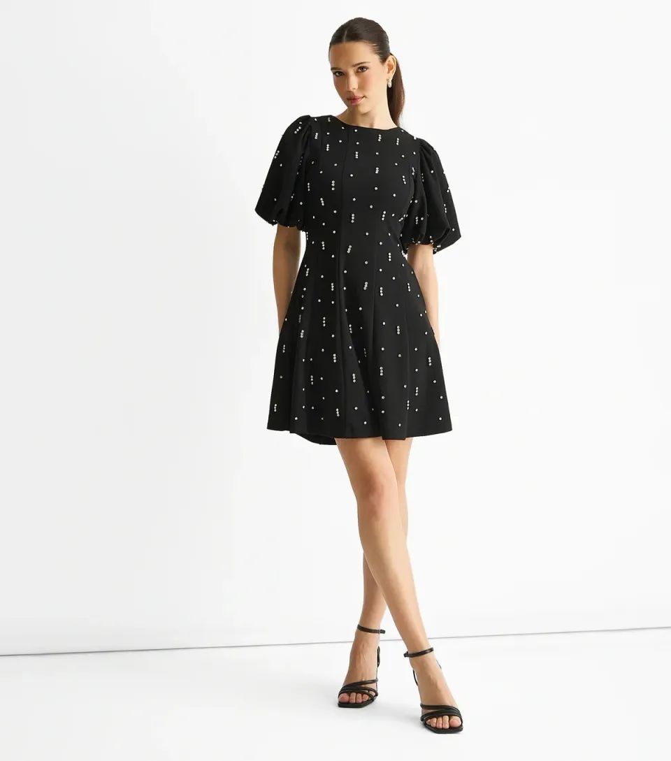 Women's Black Diamante Embellished Mini Dress