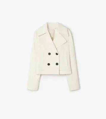 Cropped Cotton Jacket in Tundra white