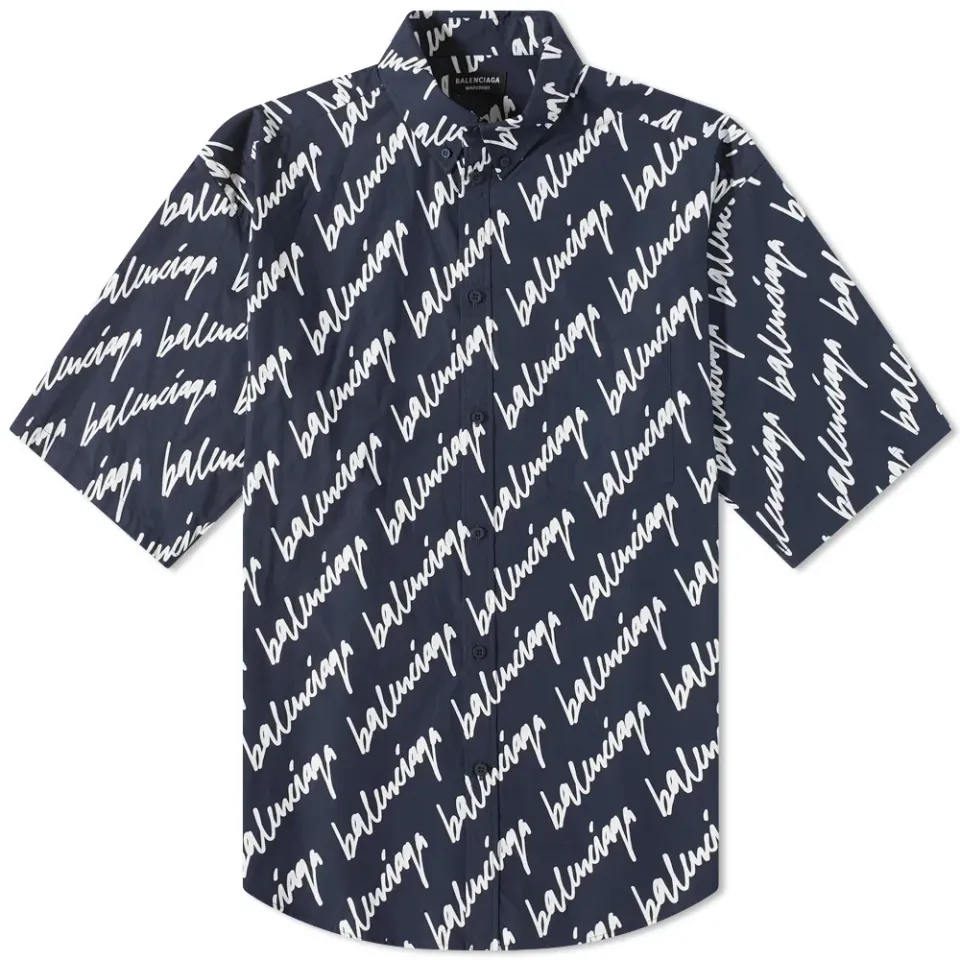 Short Sleeve Script All Over Shirt