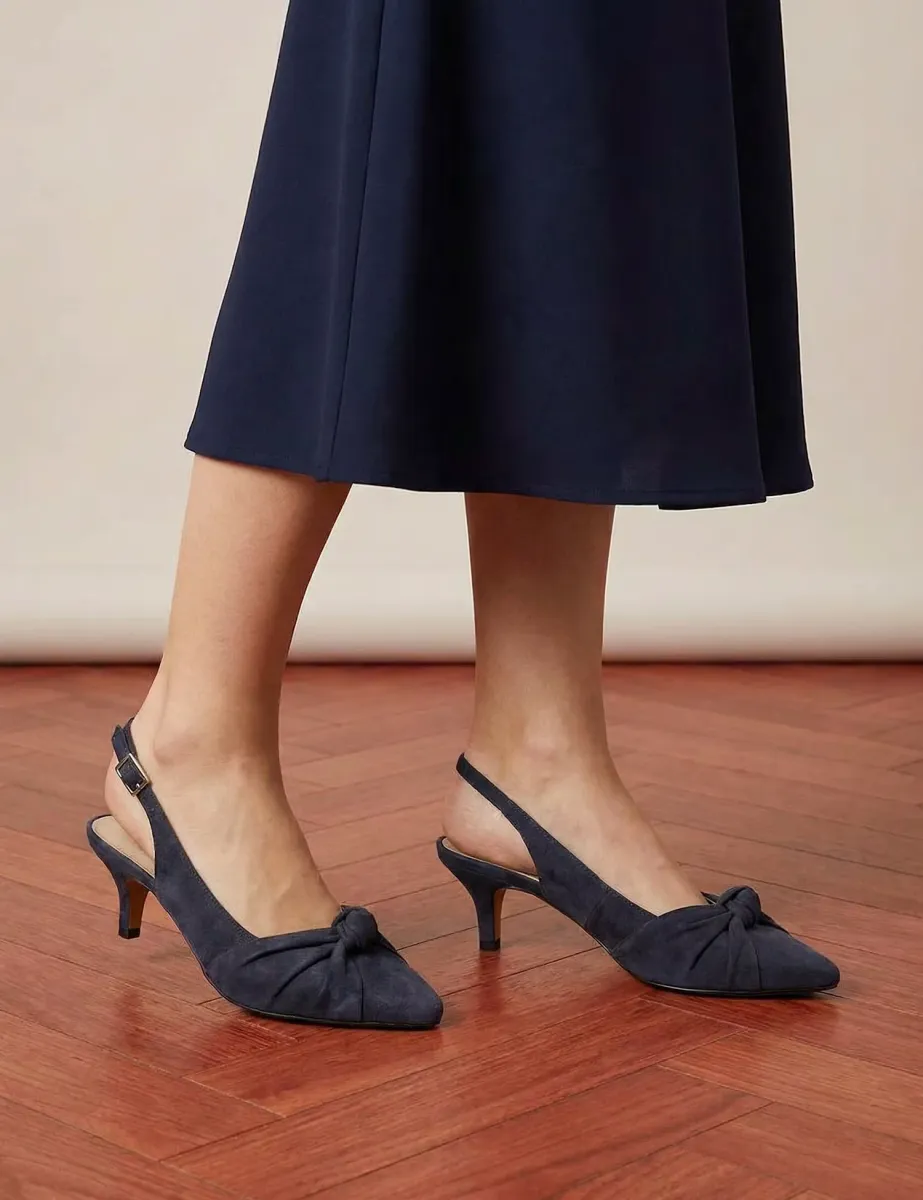 Suede Kitten Heel Court Shoes Navy