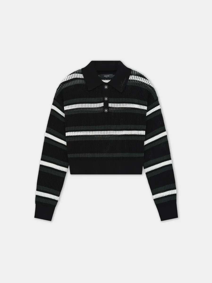 WOMEN - WOMEN'S MA LONG SLEEVE OVERSIZED POLO - Black Multi