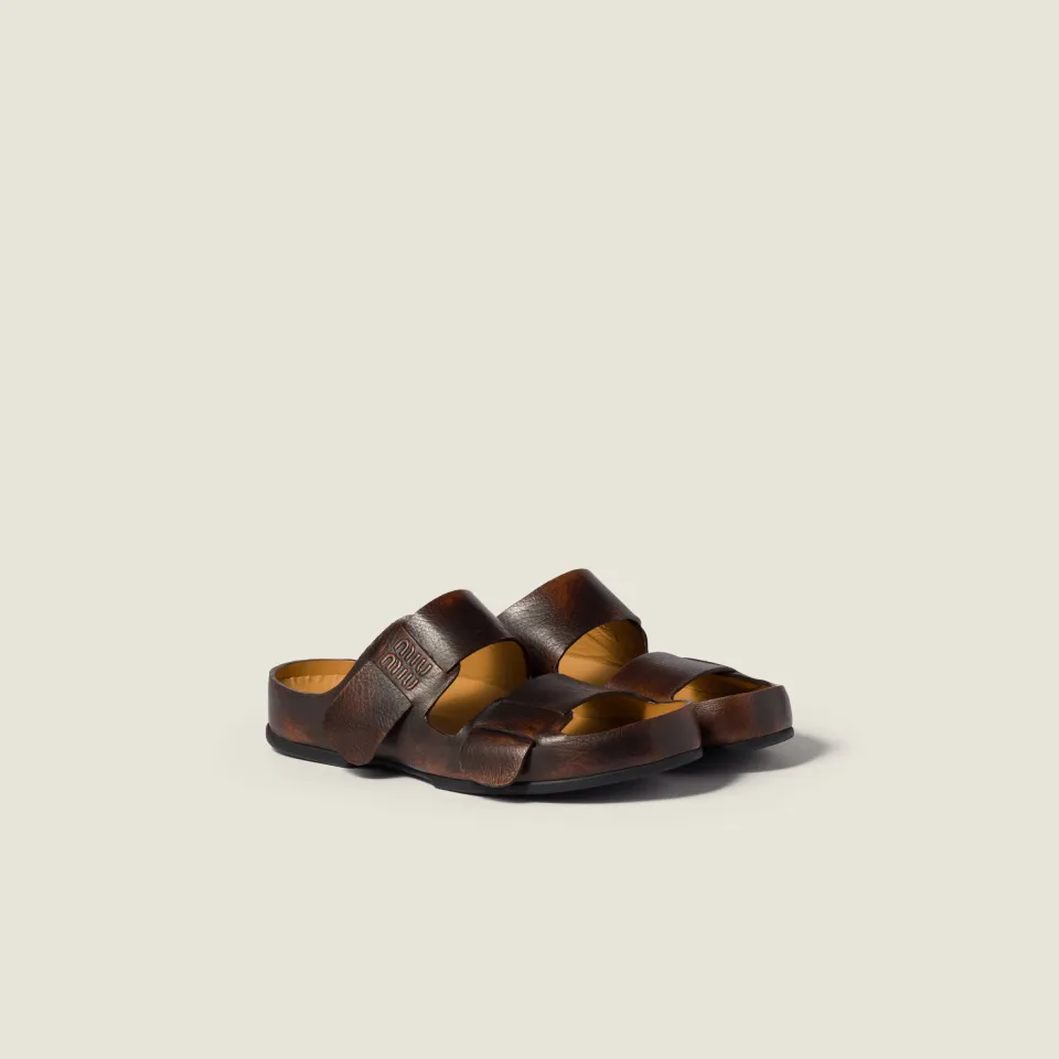 Bleached leather sandals