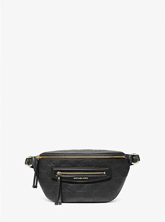 Jet Set Travel Medium Logo Embossed Leather Sling Pack