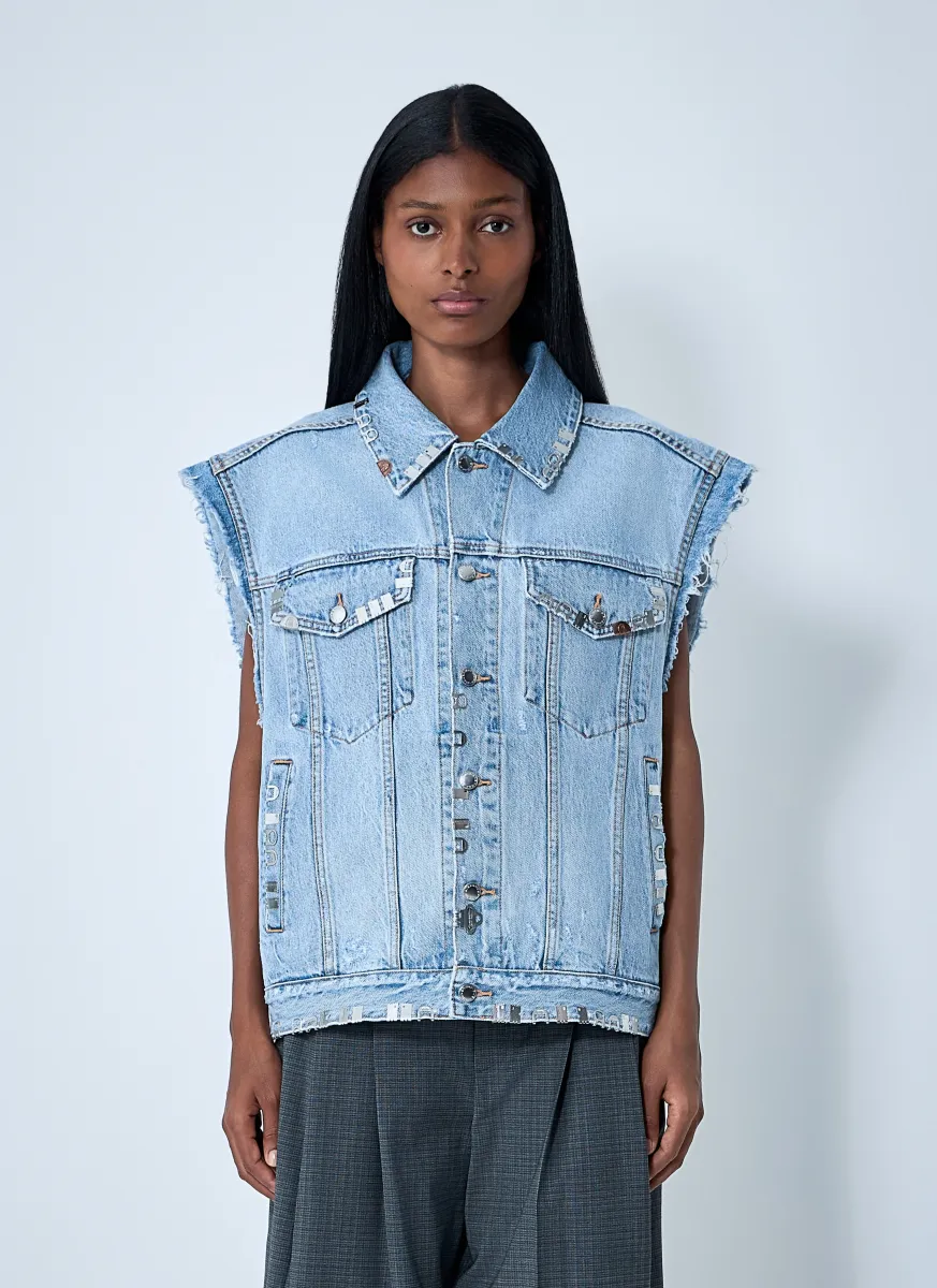 Distressed Denim Vest