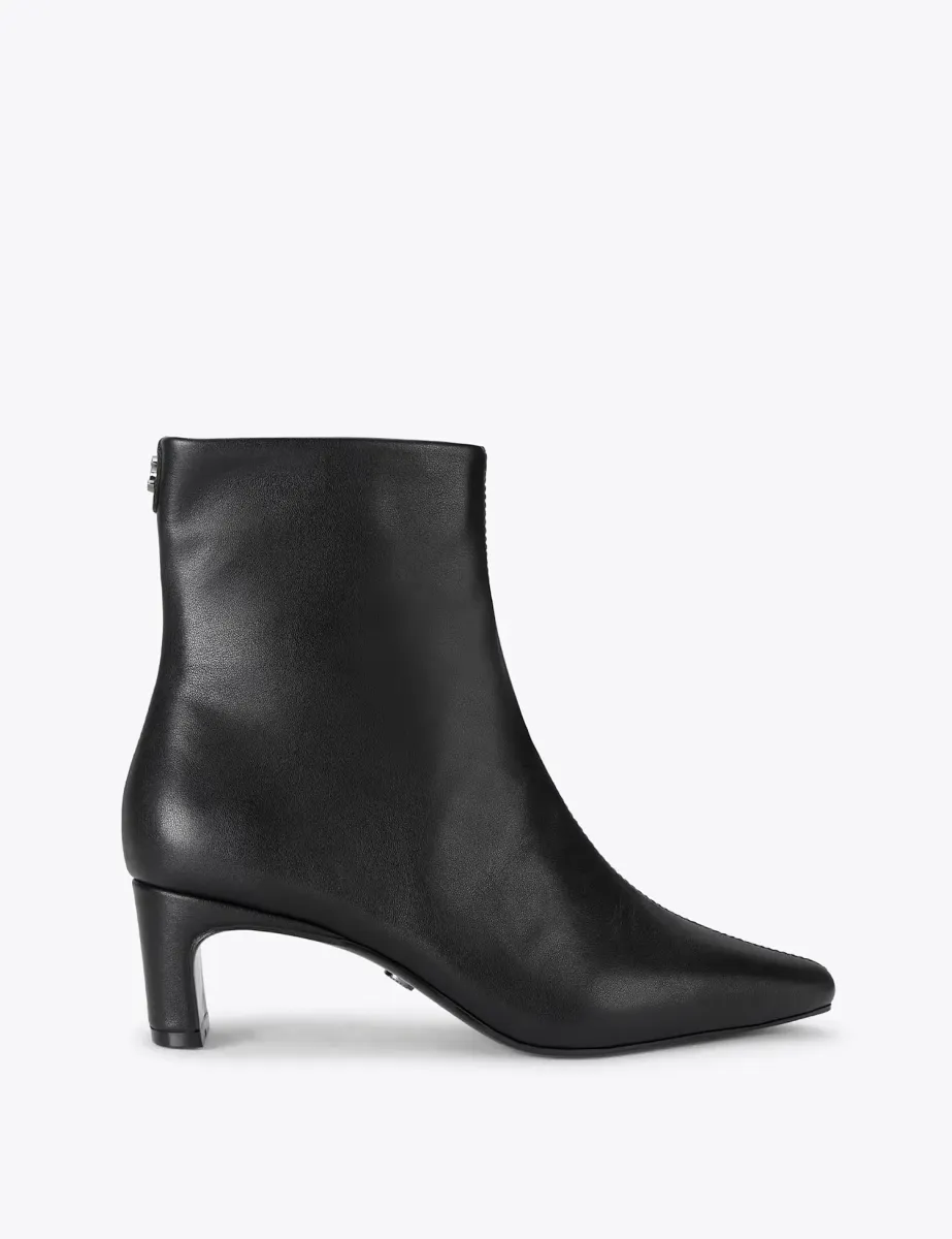 Leather Block Heel Ankle Boots