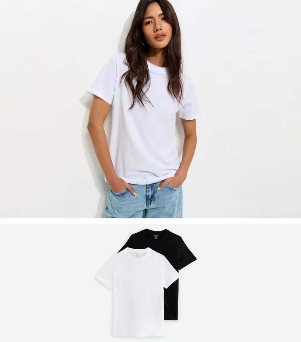 Women's White Pack Of 2 Relaxed Fit T-Shirts