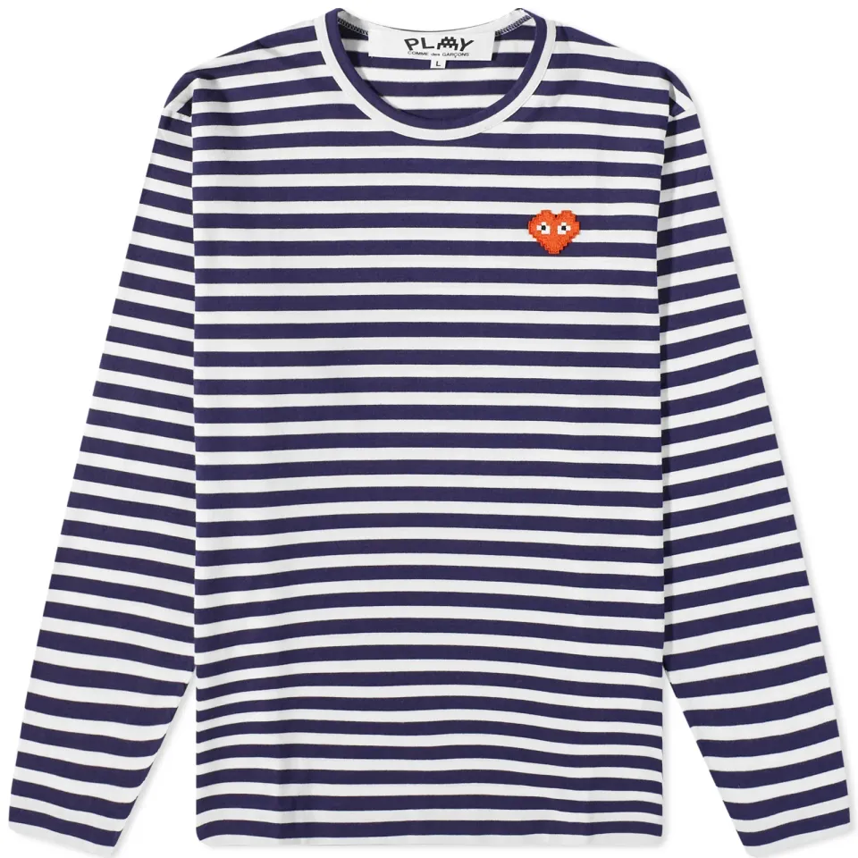 Invader Heart Striped Long Sleeve T-Shirt