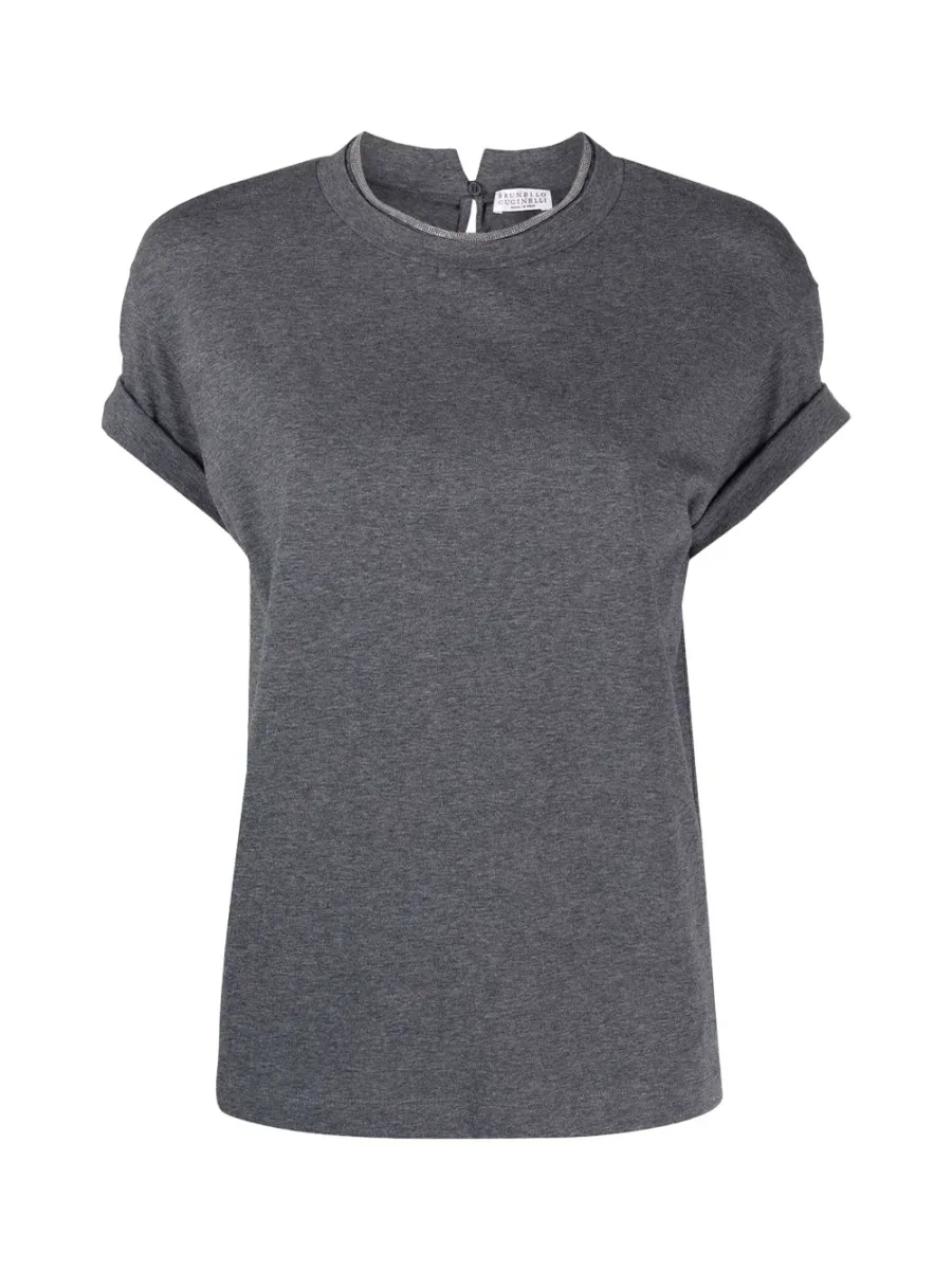 Women faux layering t-shirt Dark grey