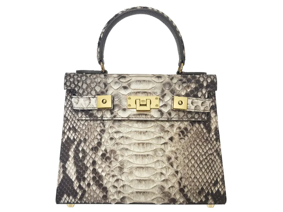 Maya Midi Pythonskin Handbag - Natural