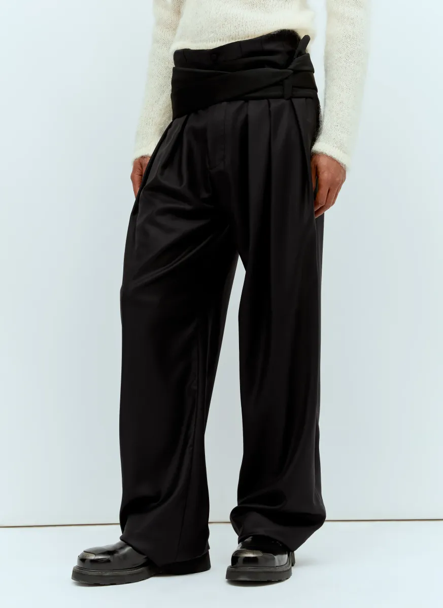 Pleated Pants With Silk Ties