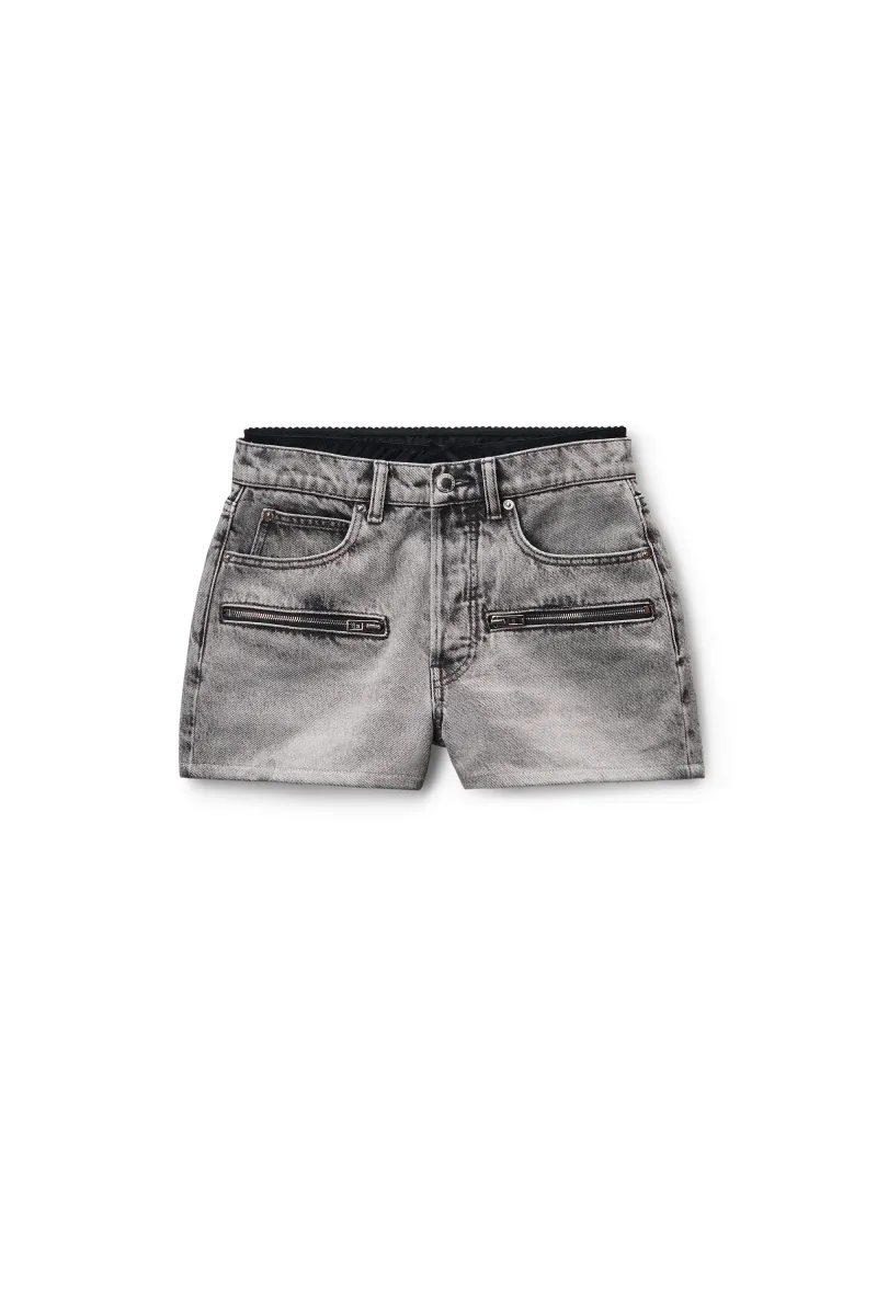 Silk Zip Mid-Rise Short
