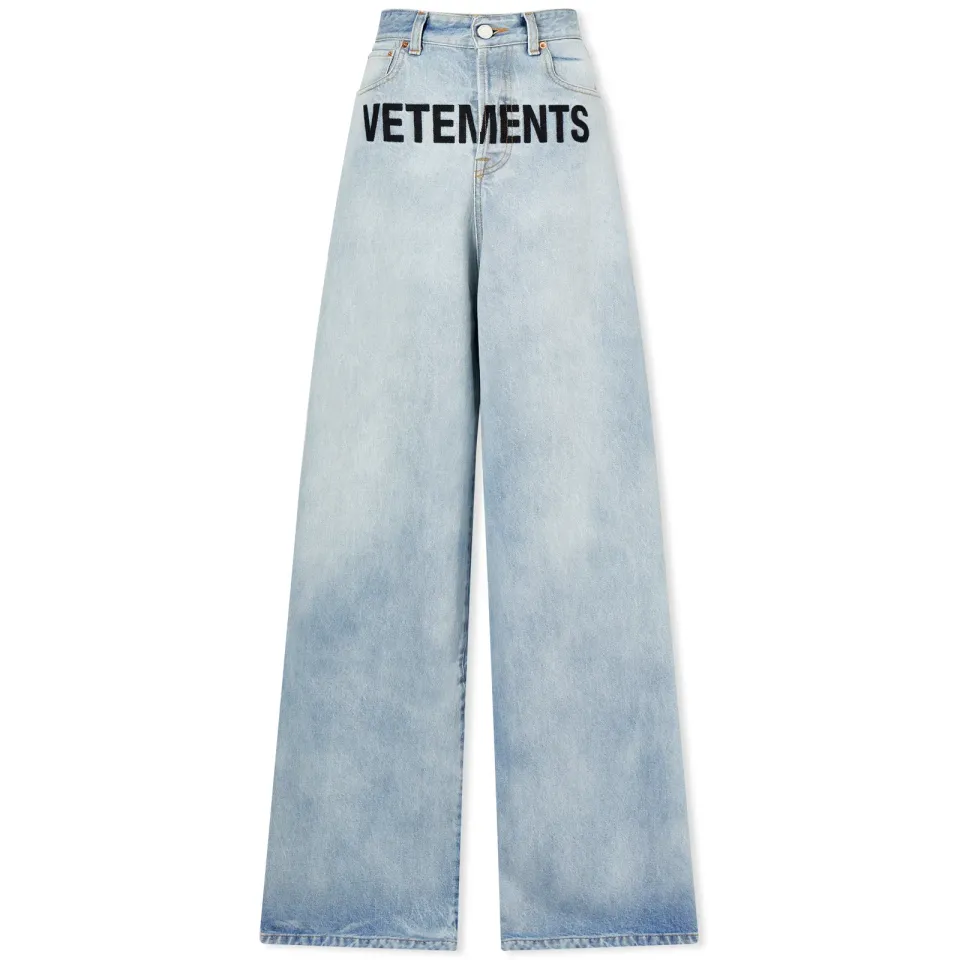 Embroidered Logo Baggy Jeans