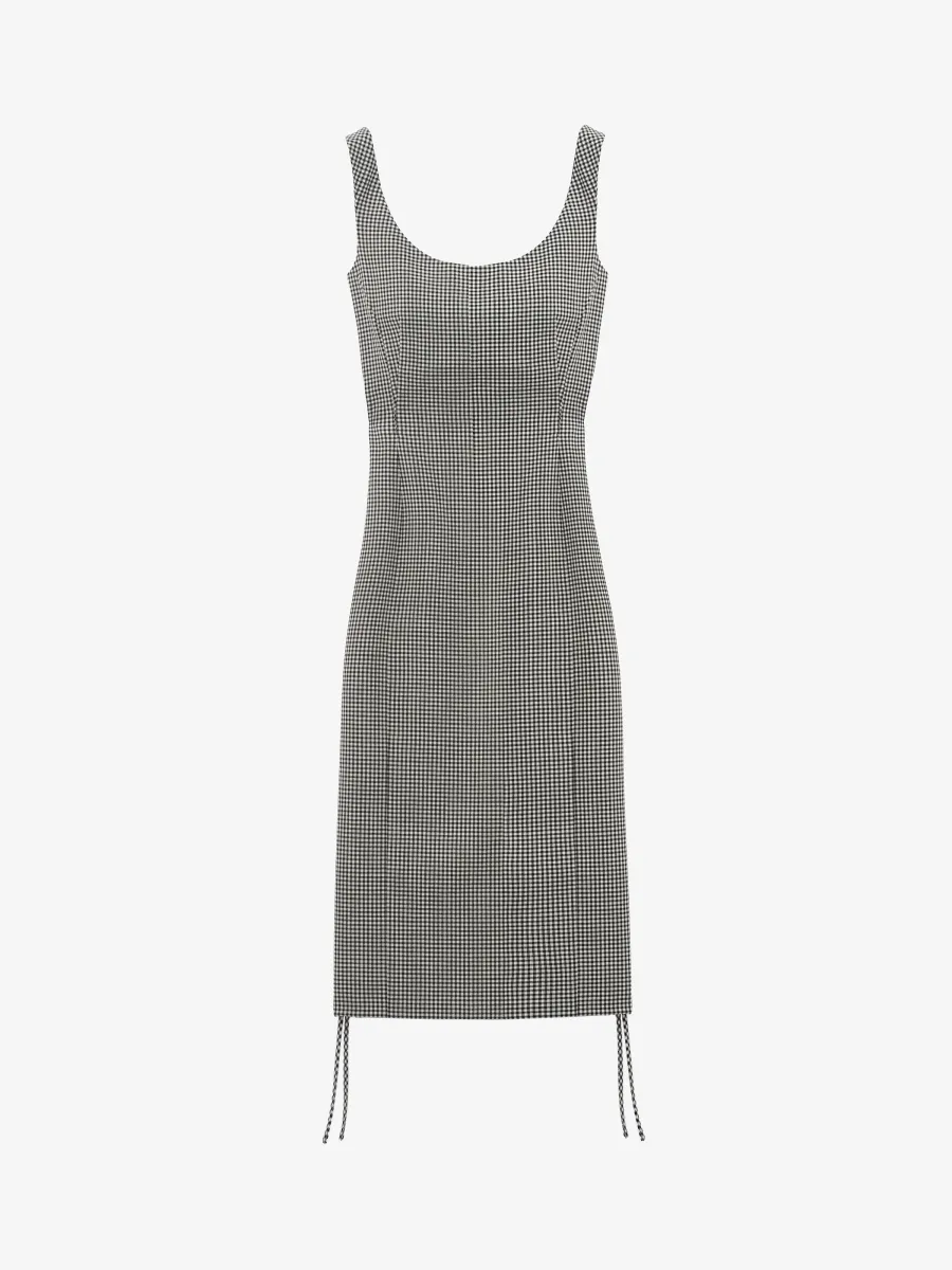 Corset Lace Gingham Check Pencil Dress
