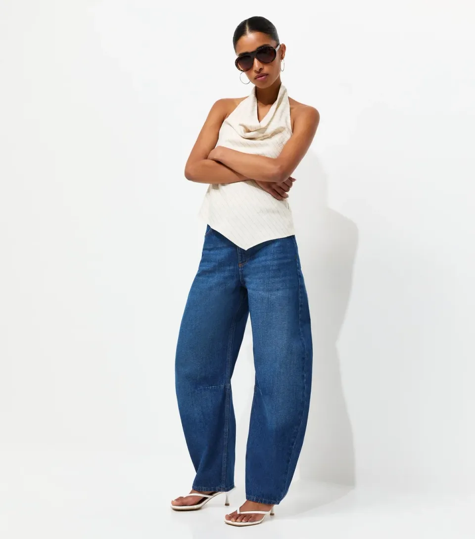 Women's Blue Barrel Leg Jeans