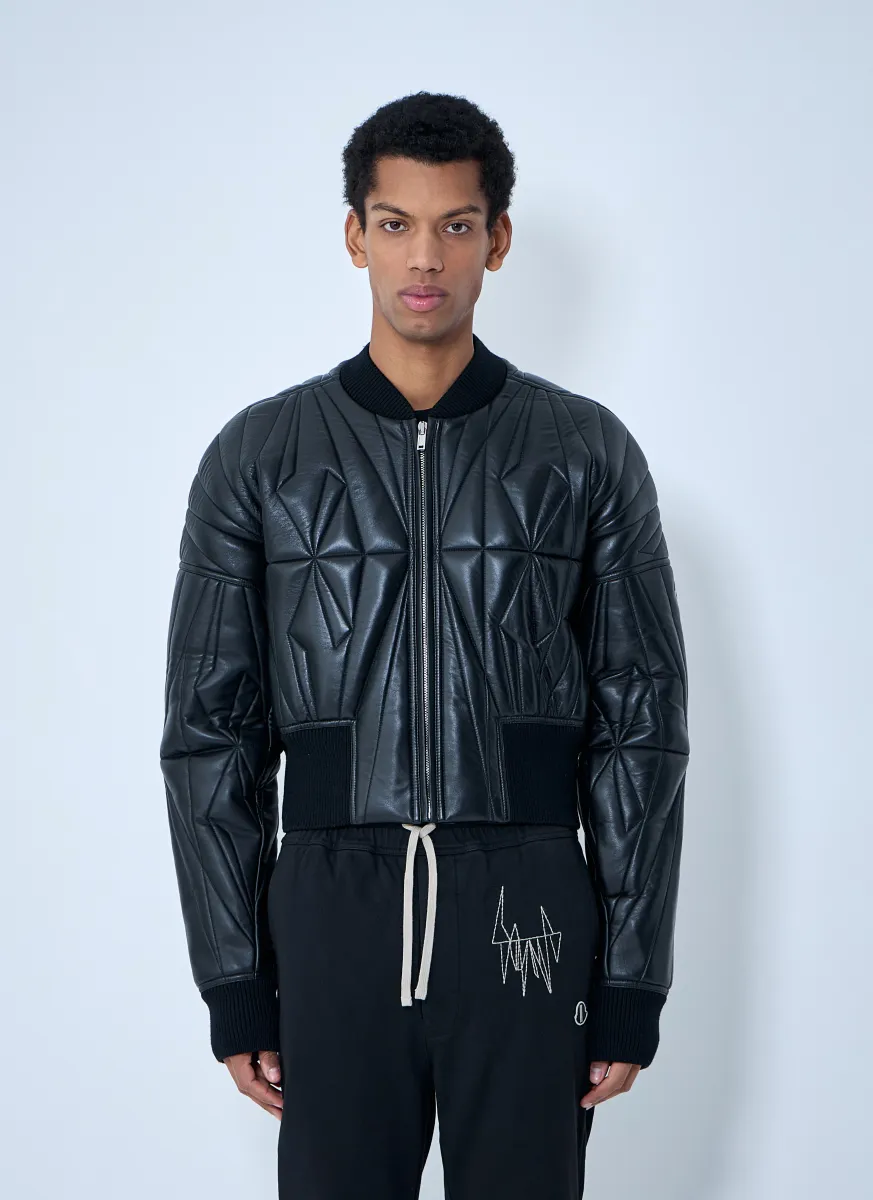 Geocamo Cropped Quilted Bomber Jacket