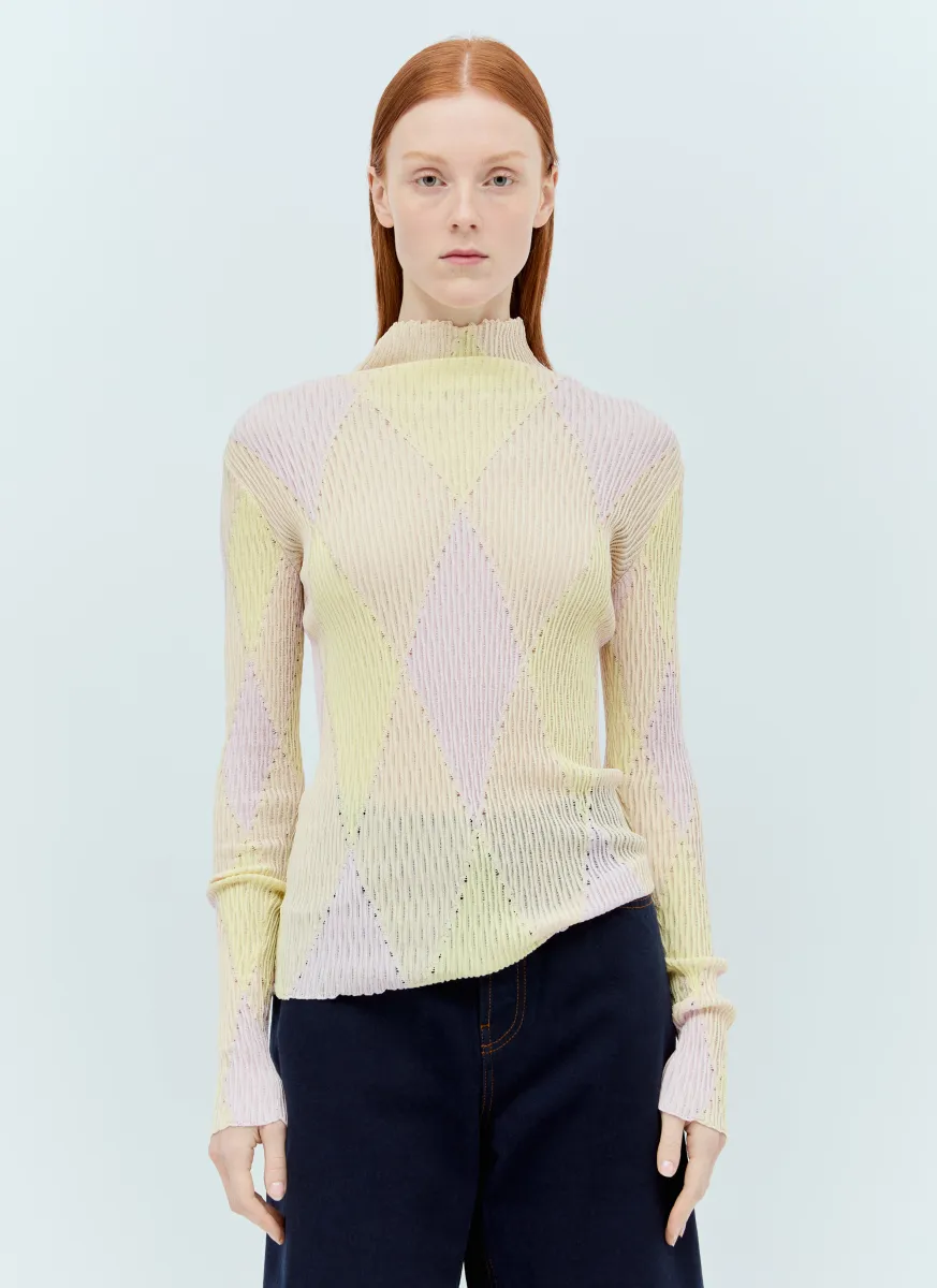 Argyle High-Neck Sweater