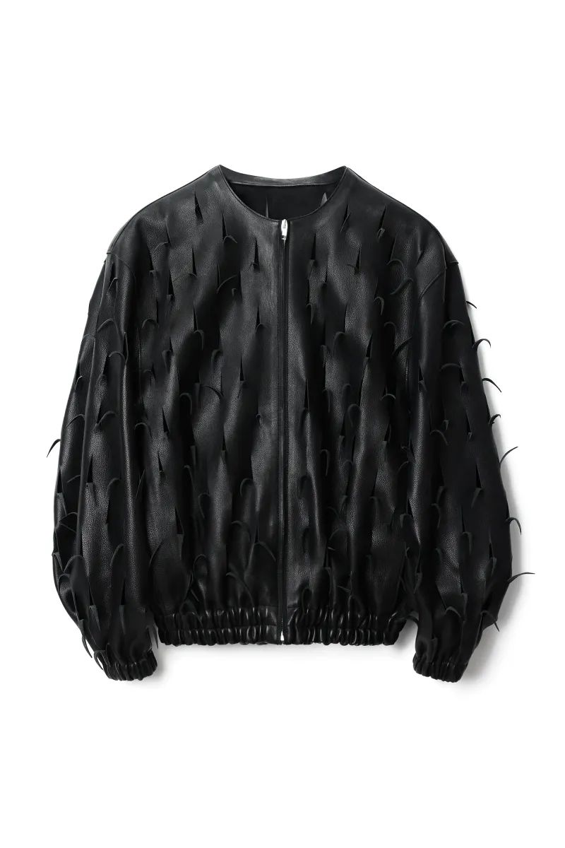 Leather Cutout Bomber