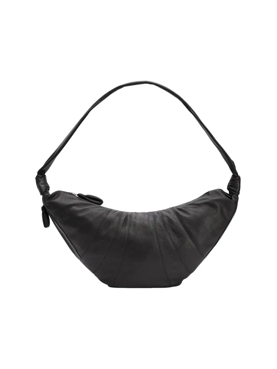 LARGE CROISSANT BAG Soft Grained Leather Black