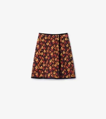 Geranium Leaf Quilted Nylon Skirt in Poppy red