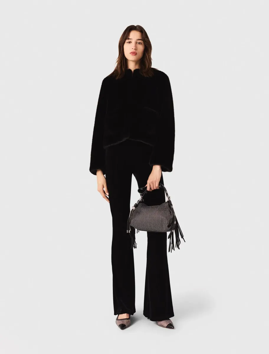 Stretch velour trousers