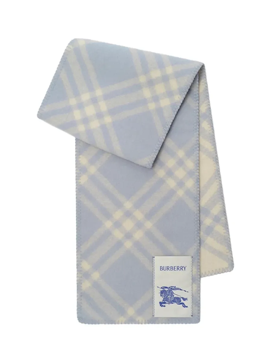 Wool Check Scarf Dive Blue