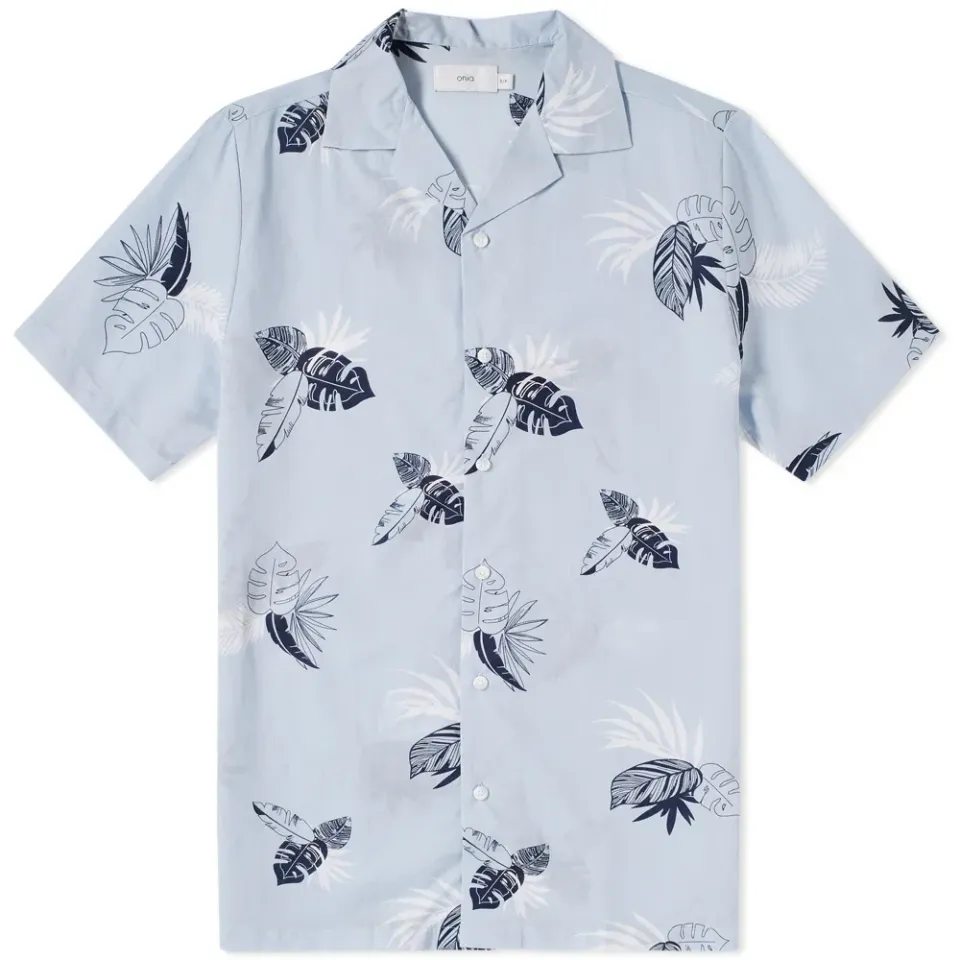 Short Sleeve Linear Palms Vacation Shirt