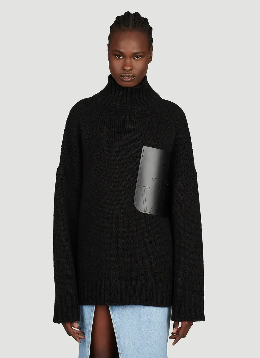 Leather Patch Pocket Sweater