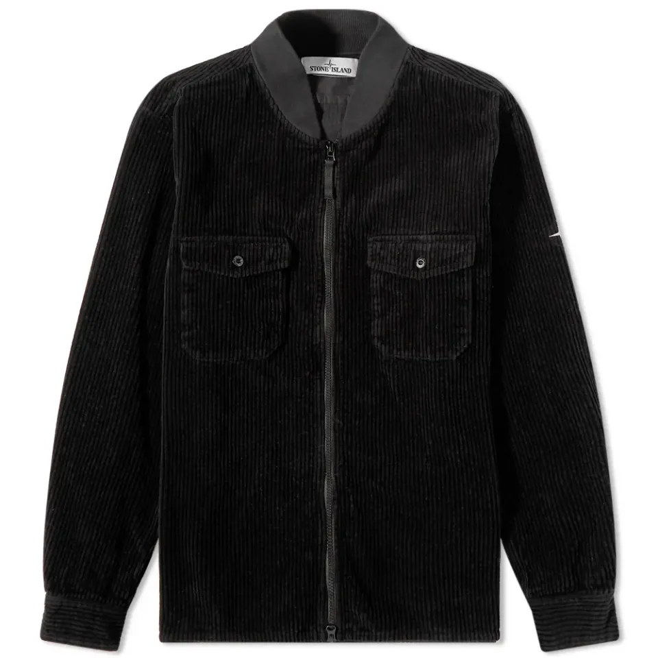 Bomber Collar Cord Zip Through Overshirt