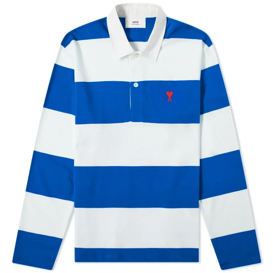AMI Heart Striped Rugby Shirt