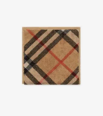 Skinny Check Cotton Towel in Sand beige
